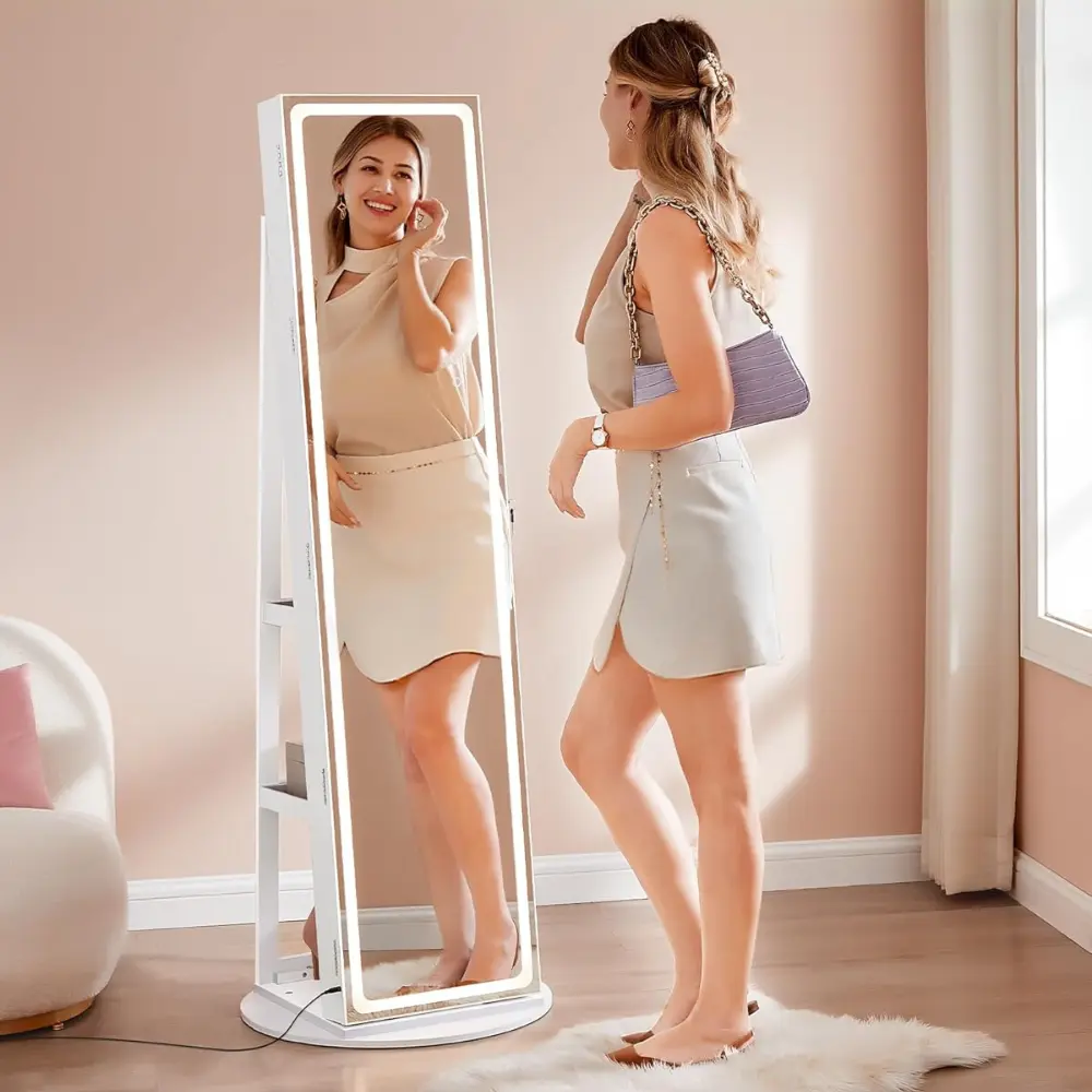 Dulap de bijuterii cu LED și oglindă pe toată lungimea, imagine 5